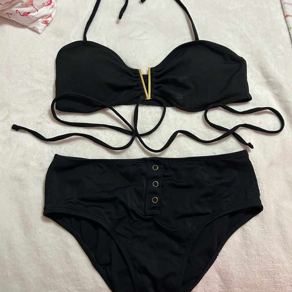 Xhilaration Black Bikini with Gold Rings